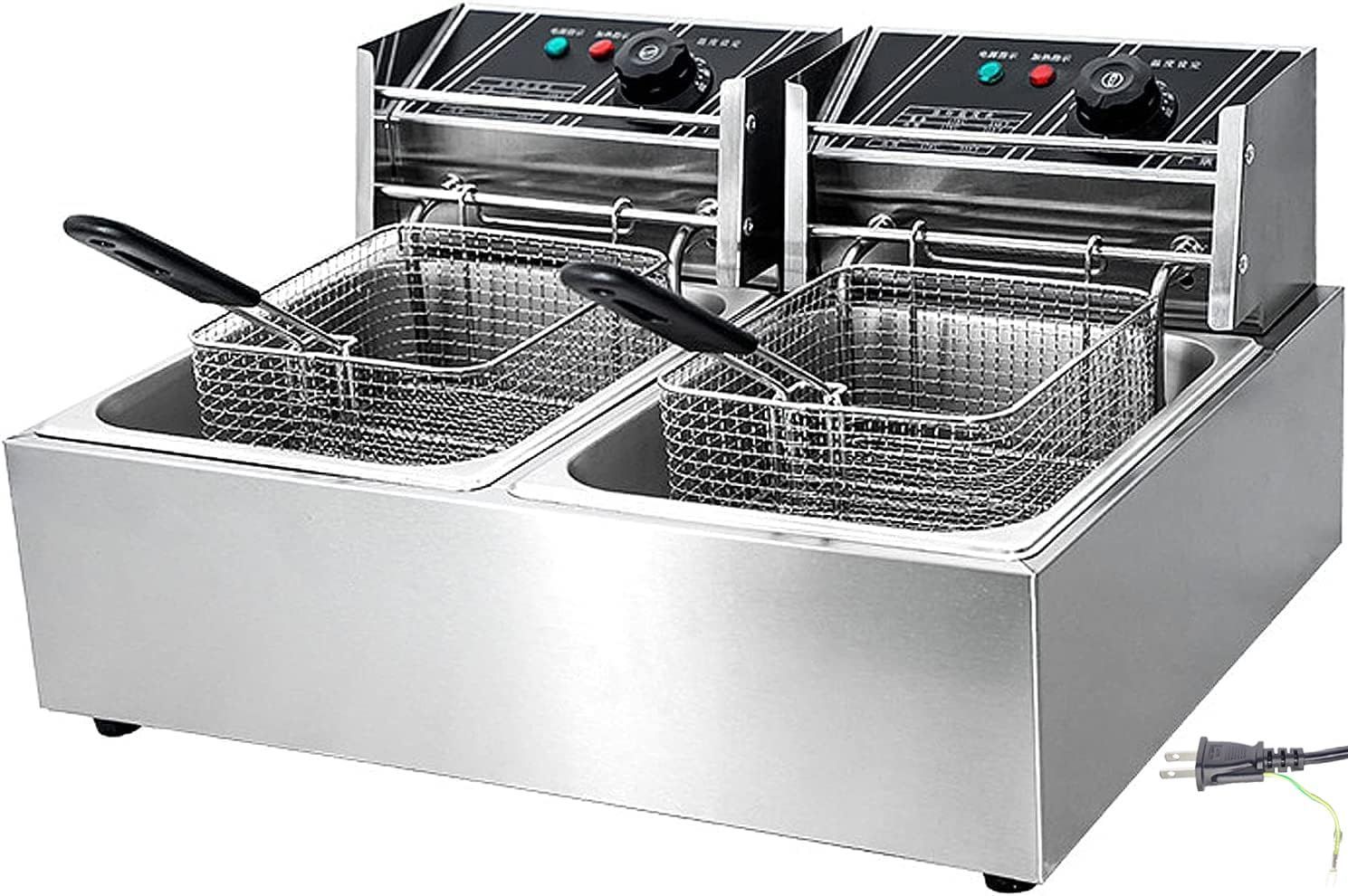 電気フライヤー 卓上フライヤー 業務用フライヤー 12L 二槽式 温度調節 操作簡単