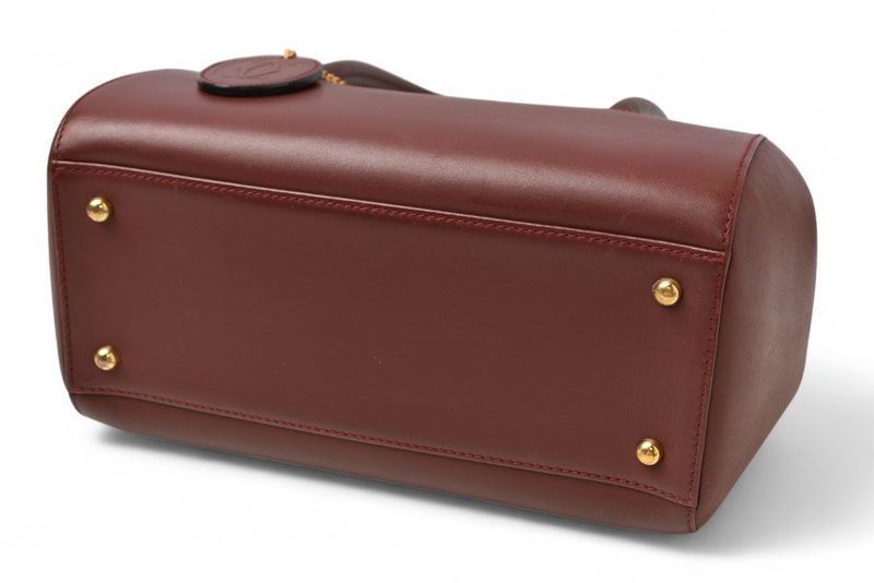 美品✨Cartier マストライン ミニボストンバッグ レザー ボルドー 袋付 MUST DE CARTIER 新品同様 カルティエ Cartier マストライン