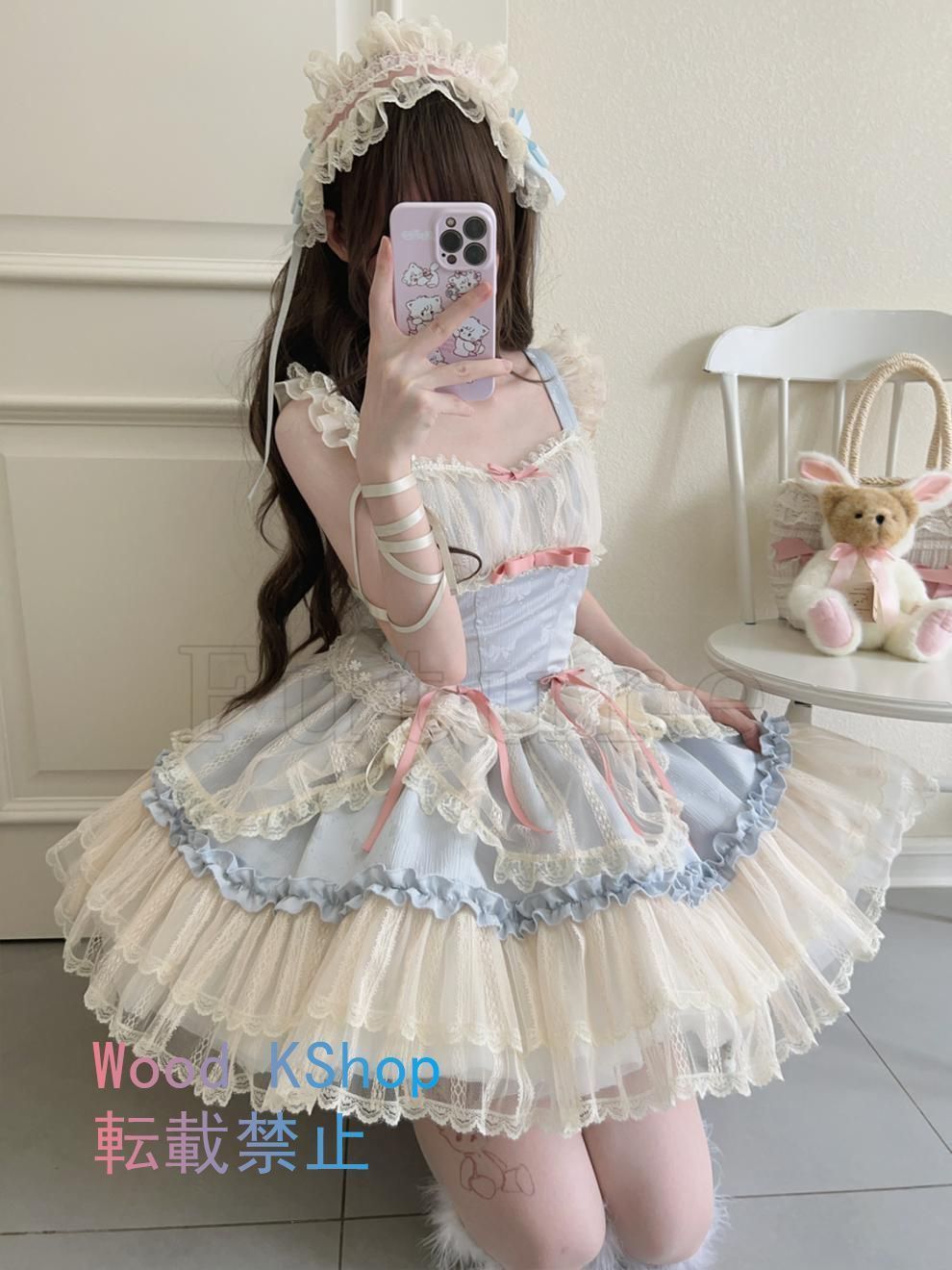 JSK オリジナルデザイン ストラップドレス 豪華ロリータ洋装 日常着