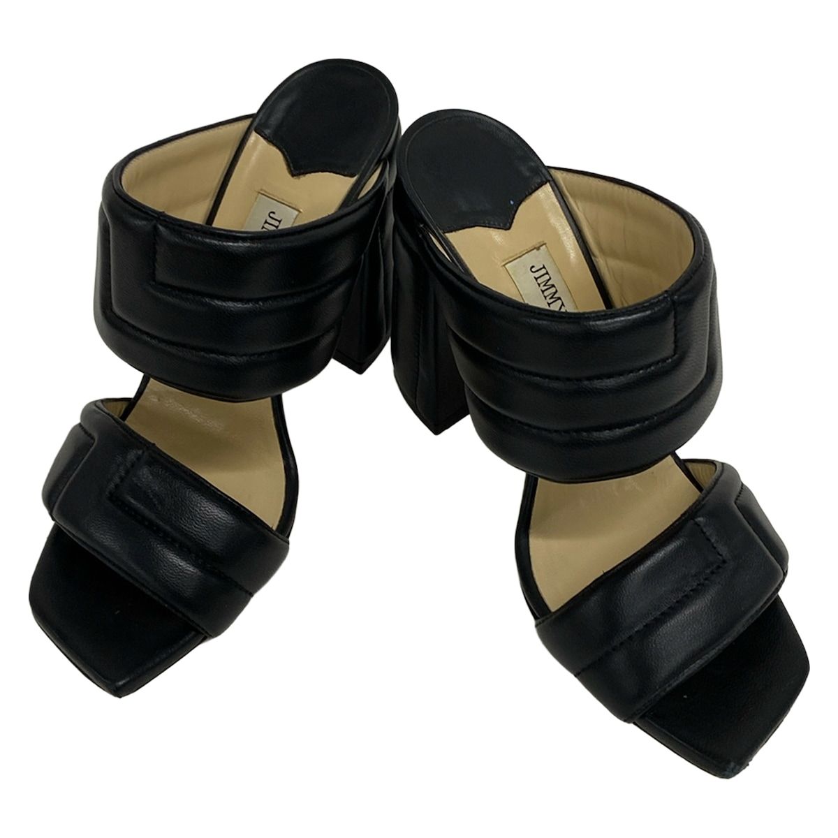 JIMMY CHOO ジミーチュウ ミュール 38 レディース - 黒 キルティング レザー