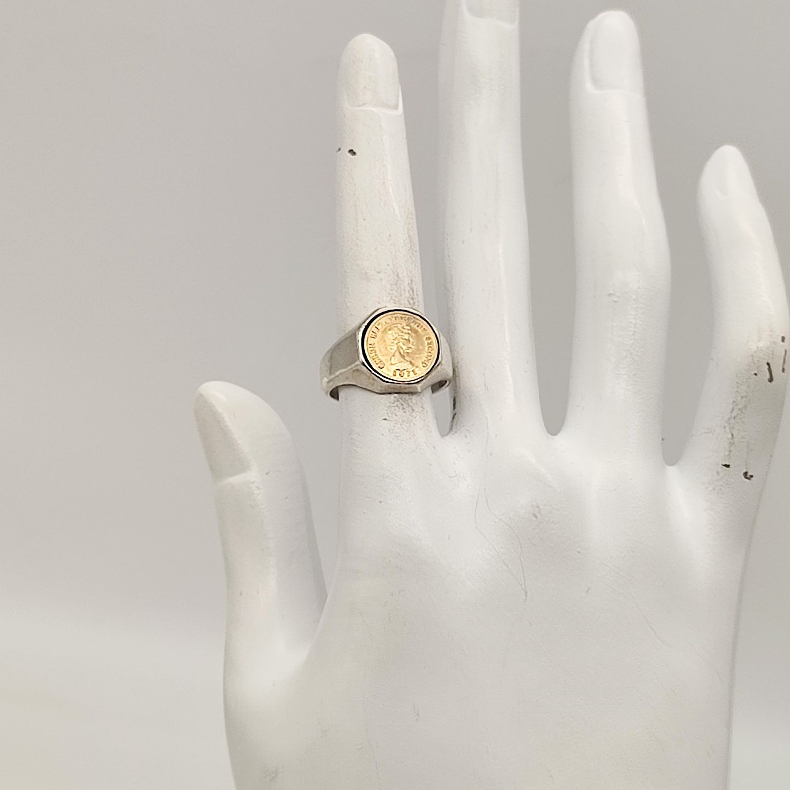 美品】エリザベス女王 コインリング SILVER シルバー925 11号 1971年 