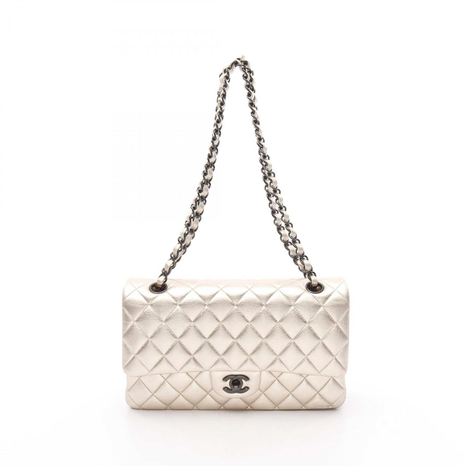 シャネル CHANEL ショルダーバッグ マトラッセ Wフラップ シャンパン 