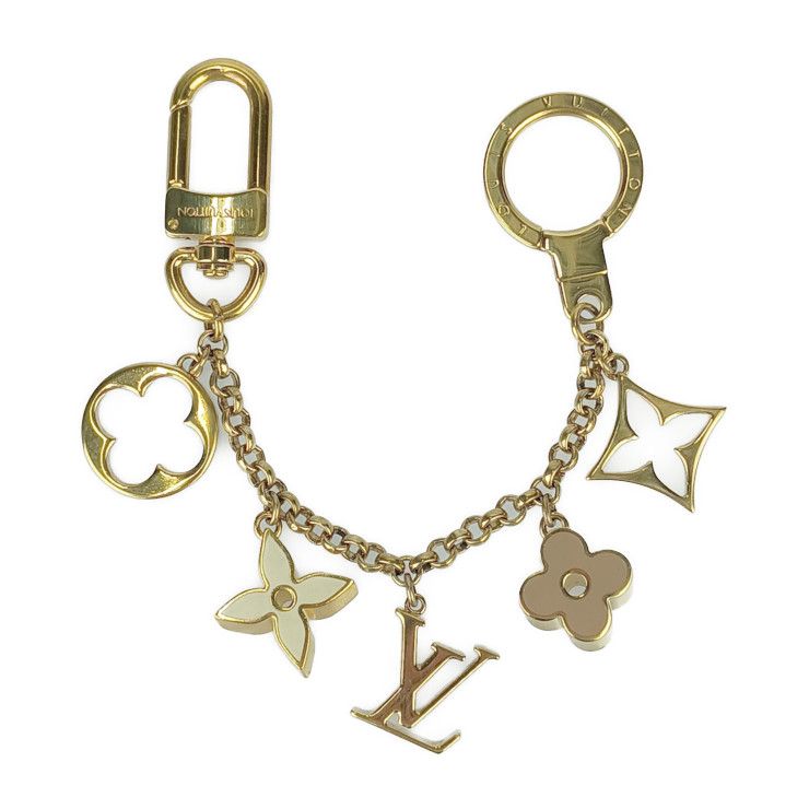 LOUIS VUITTON ルイ ヴィトン キーホルダー バッグチャーム チェーン フルール ドゥ モノグラム M65111 ゴールド メタル ユニセックス