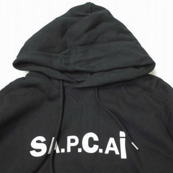 sacai x A.P.C. サカイ アーペーセー 21SS 別注 HOODIE TAIYO ロゴプリント スウェットプルオーバーパーカー  21E2-COEON-M27655 L BLACK Vガゼット サイドジップ トップス g12334 - メルカリ