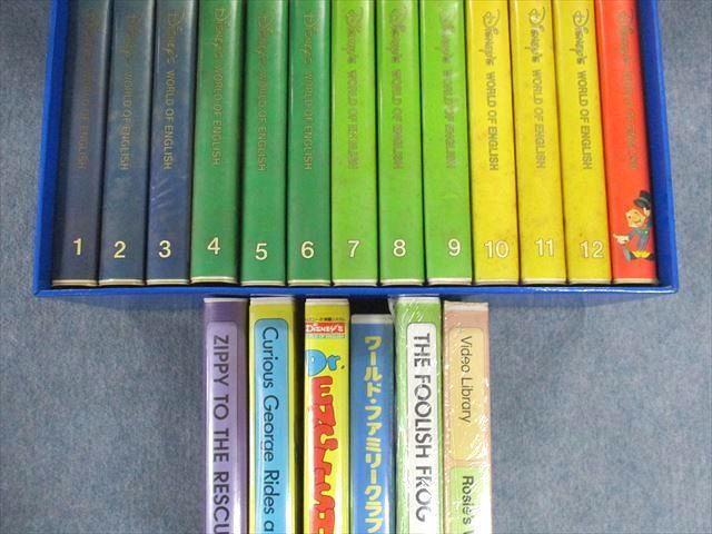 UO01-050 World Family ディズニー 英語絵本/カード/CD・VHSなど大量セット CD43巻/VHS19巻/カセットテープ48本付 ☆ 00L6D