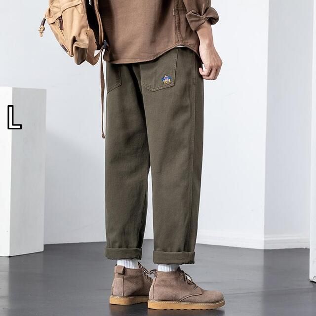 [L]秋冬 コーデ メンズ  服 シンプル ファッション オシャレ 大人 かっこいい 大きいサイズ ストリート 紳士服 ミリタリーグリーン ワークウェア カジュアル パンツ ワイド ゆったり ストレー