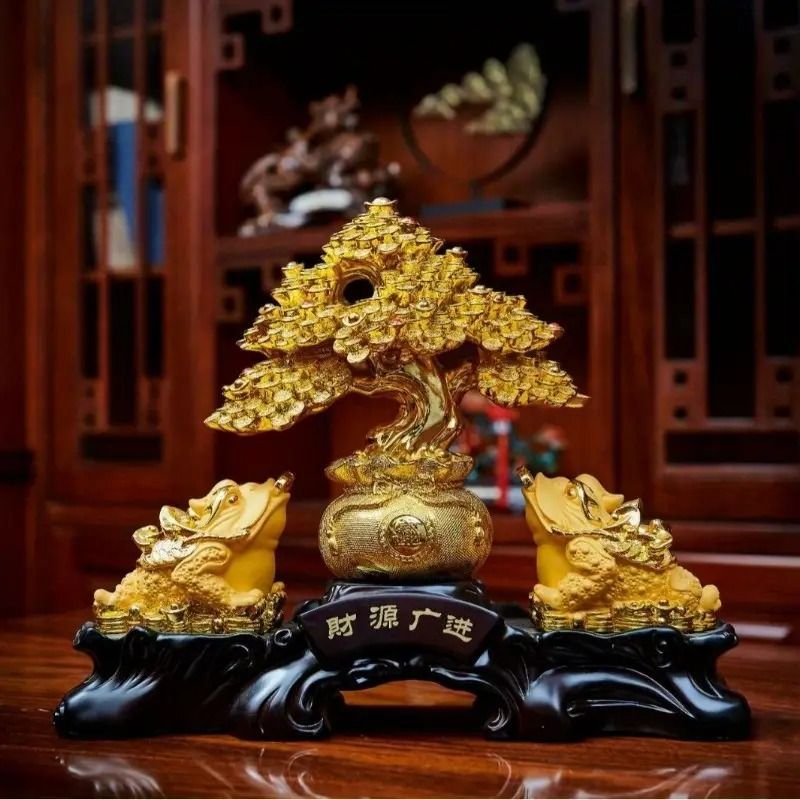 特大カエル 黄金の蛙 置物 縁起物 風水 本物 金運 開運 金の成る木