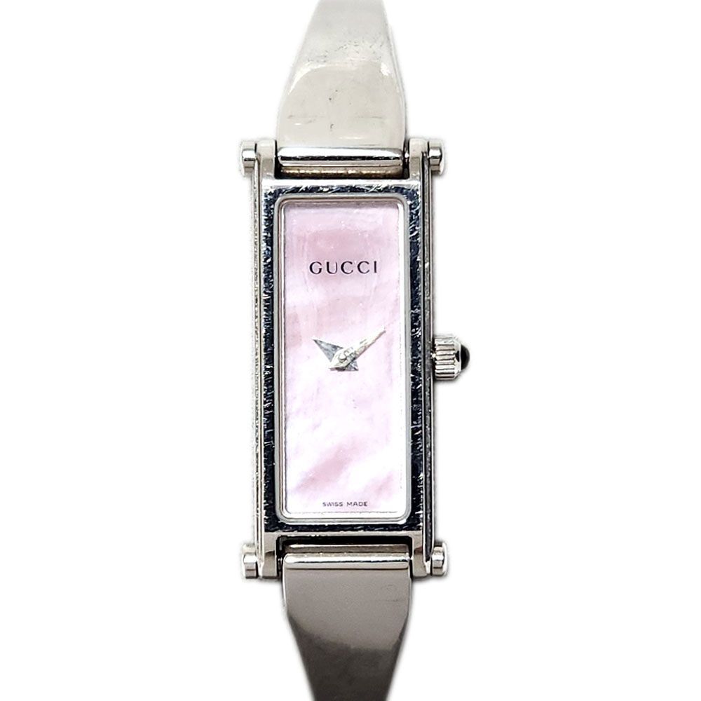 【美品】GUCCI 1500L ピンクシェル文字盤 シルバーバングル グッチ GUCCI バングルウォッチ 1500L 文字盤：ピンクシェル ブレス