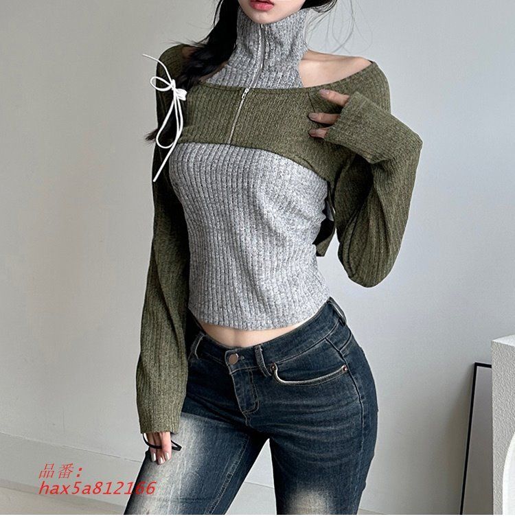  ニットボレロアンサンブル韓国ファッション hax 5 a 812166 ノースリーブ ニット セーター