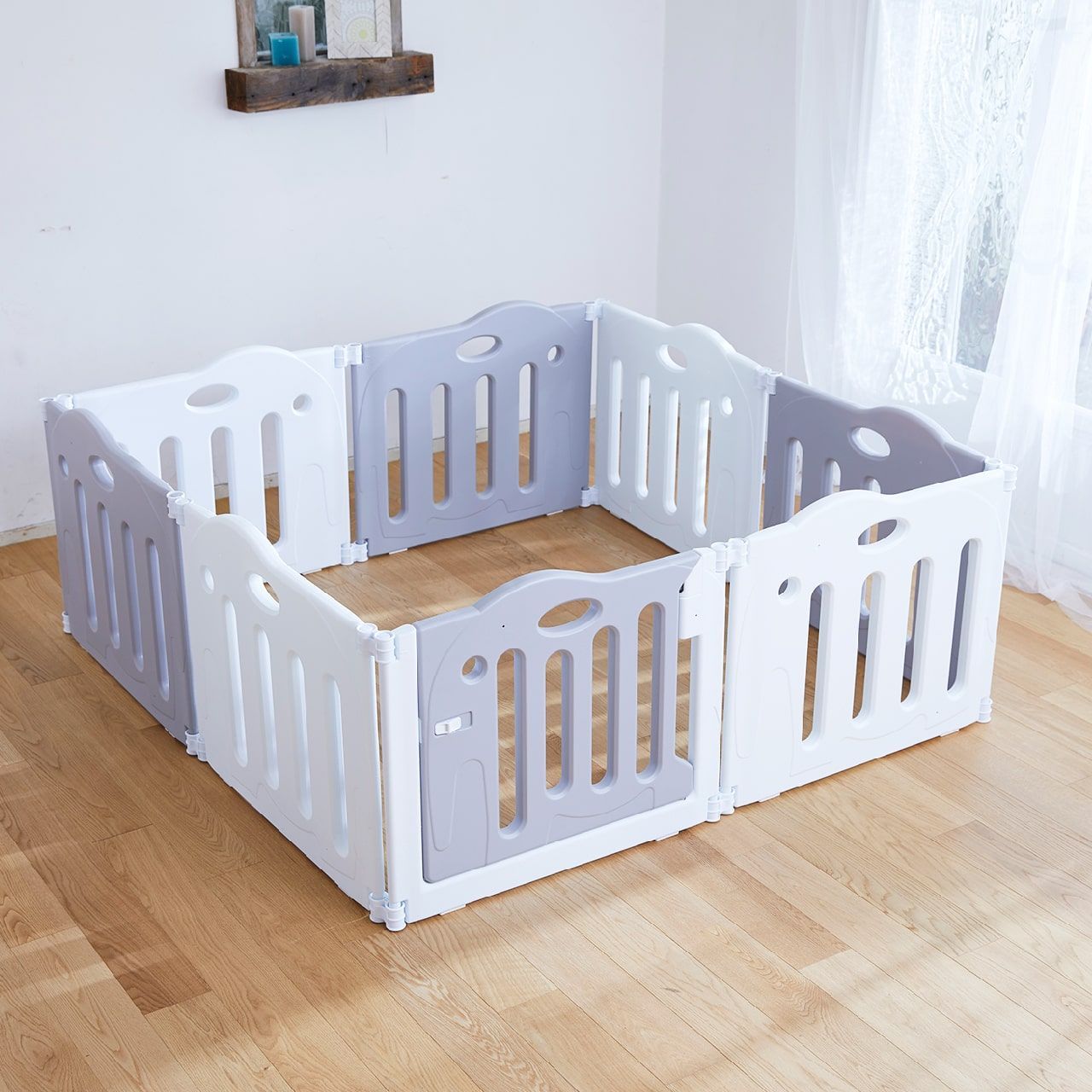 美品 たためるベビーサークル pawoo グレージュ