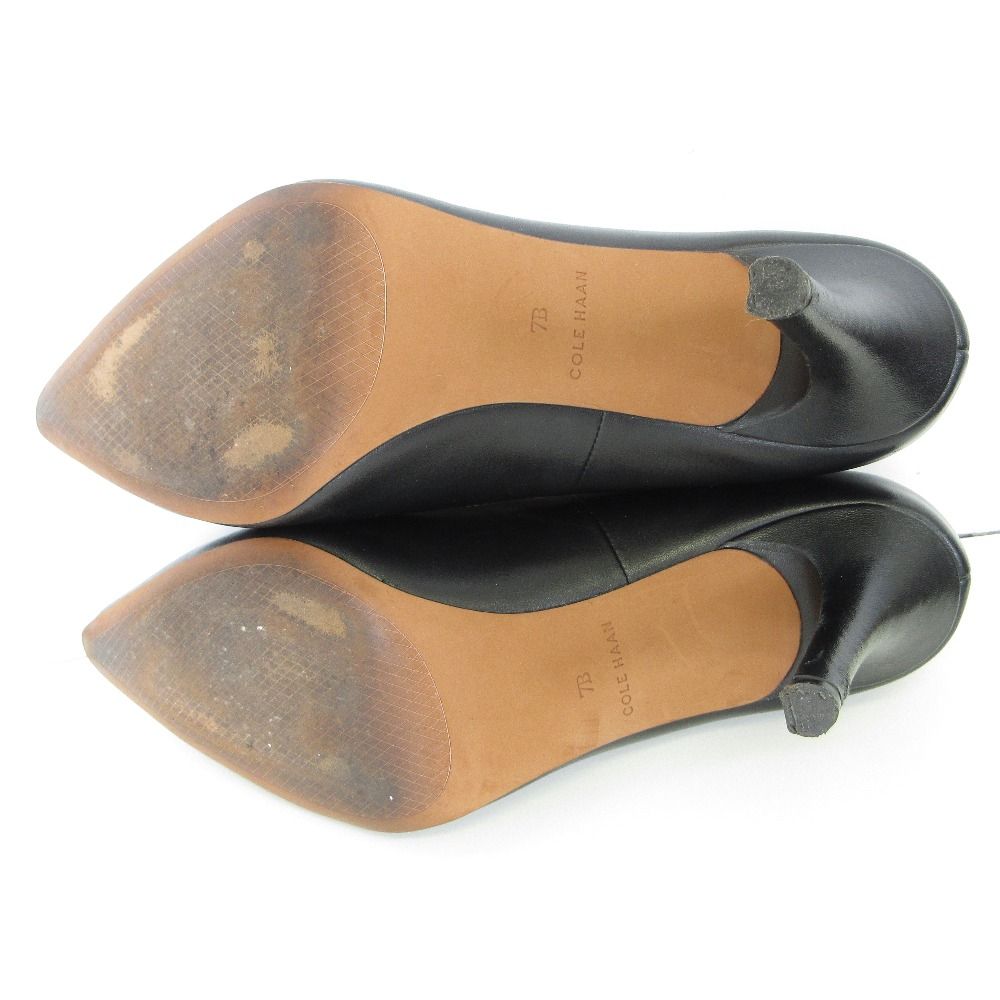 【新品未使用】COLE HAAN ブラック ポインテッドトゥパンプス 24cm 良品 COLE HAAN コールハーン レザー ポインテッドトゥ パンプス