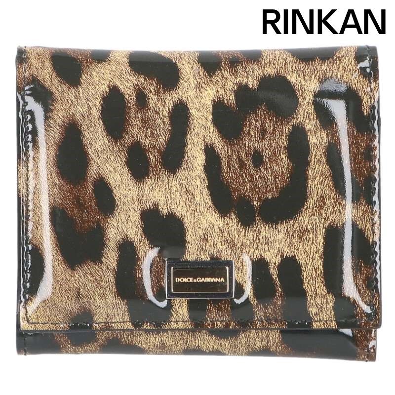 ドルチェアンドガッバーナ BI0088 レオパードパテント三つ折りウォレット財布 レディース