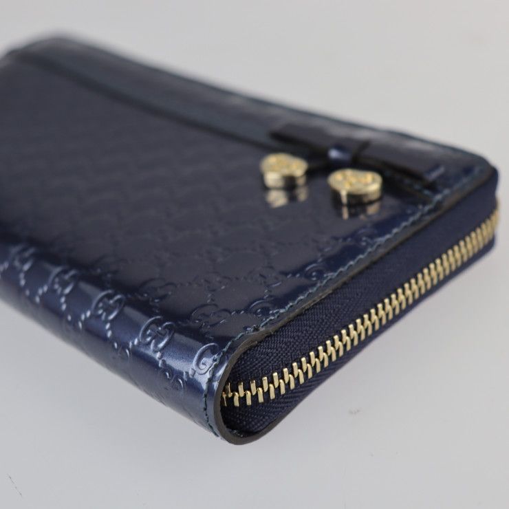 【極美品】GUCCI グッチ GG シマレザー ラウンドジップ 長財布 ネイビー 009_6SenOuR.JPG