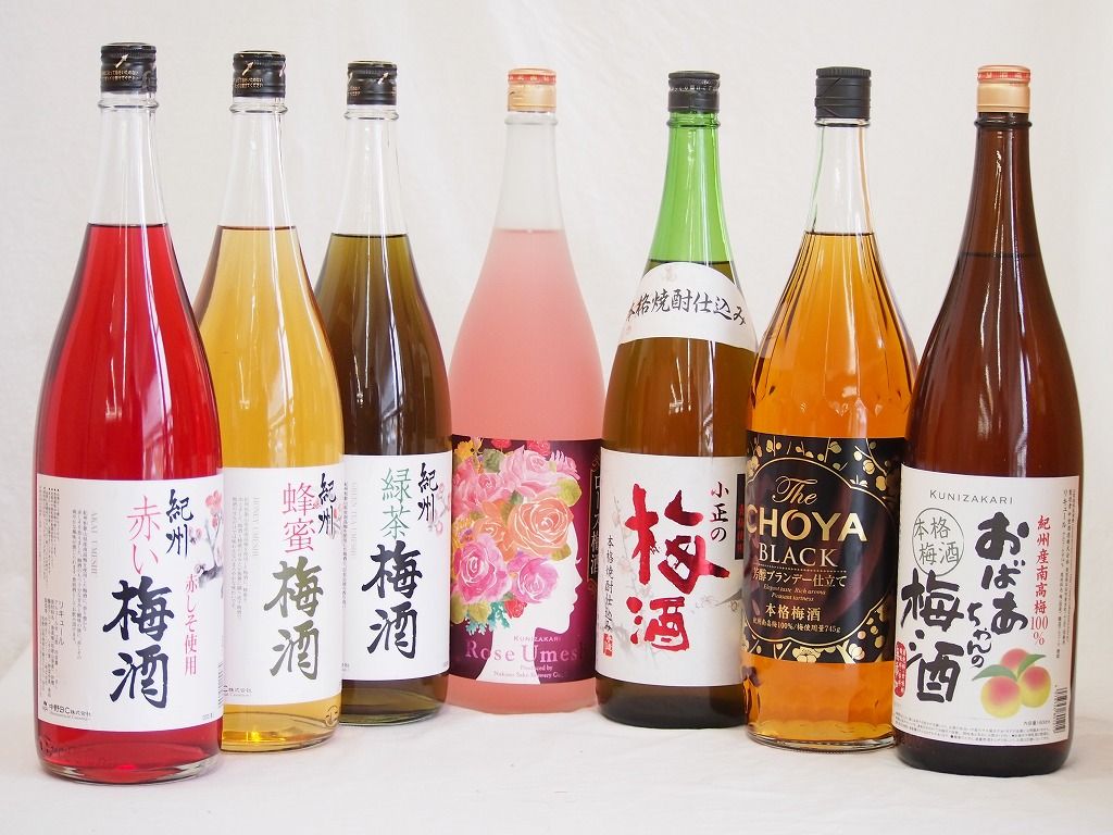 お早めにどうぞ！！ 贅沢梅酒7本セット おばあちゃんの梅酒 芳醇ブランデー仕立チョーヤ梅酒 ローズ梅酒 愛知 青梅使用小正の梅酒 鹿児島 赤しそ赤い梅酒 和歌山 蜂蜜梅酒 和歌山 緑茶梅酒 和歌山県 1800ml×7本