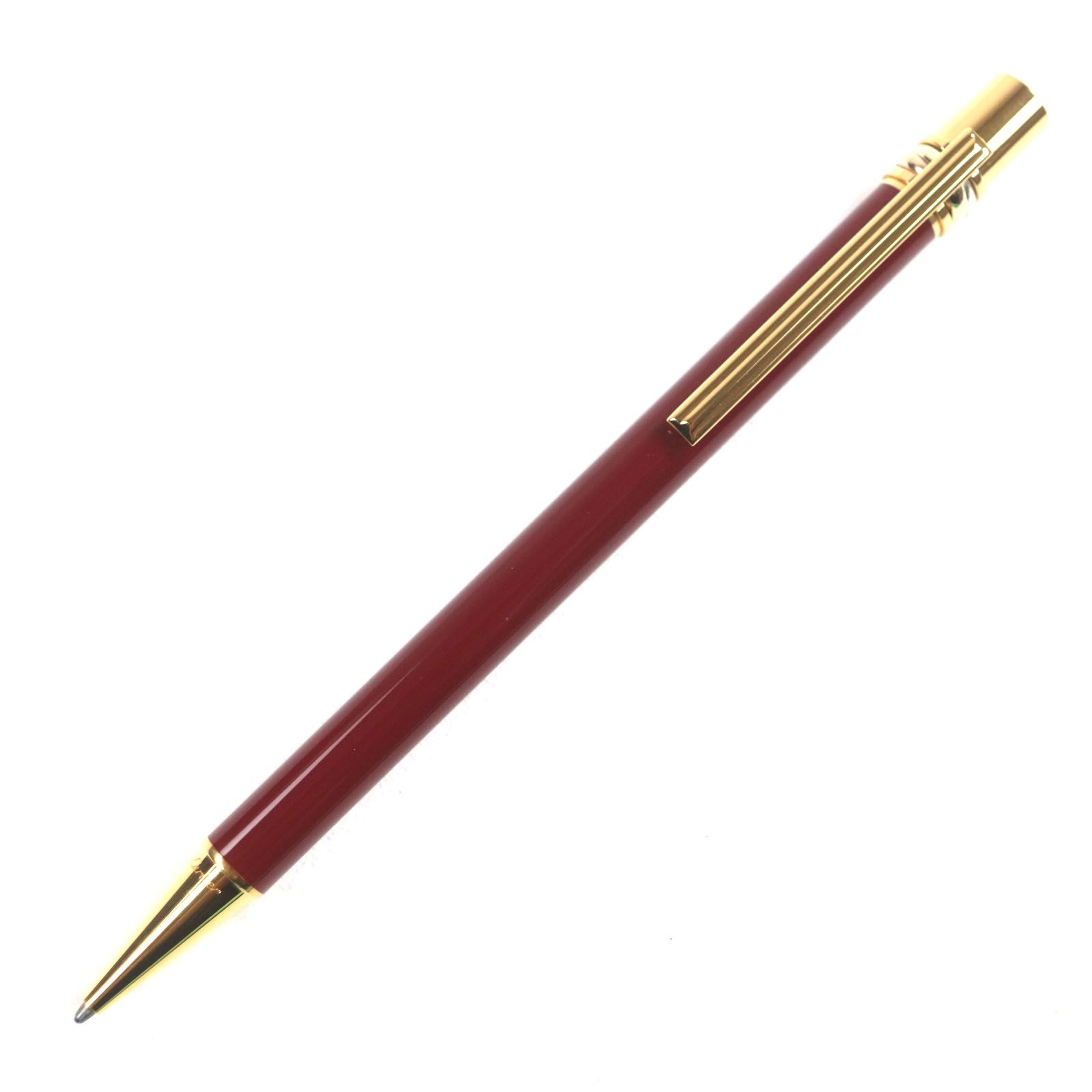 カルティエ トリニティ ドゥ ロゴ入り ツイスト式 ボールペン ゴールドボルドー Cartier 良品▽Cartier カルティエ トリニティ ドゥ ロゴ入り