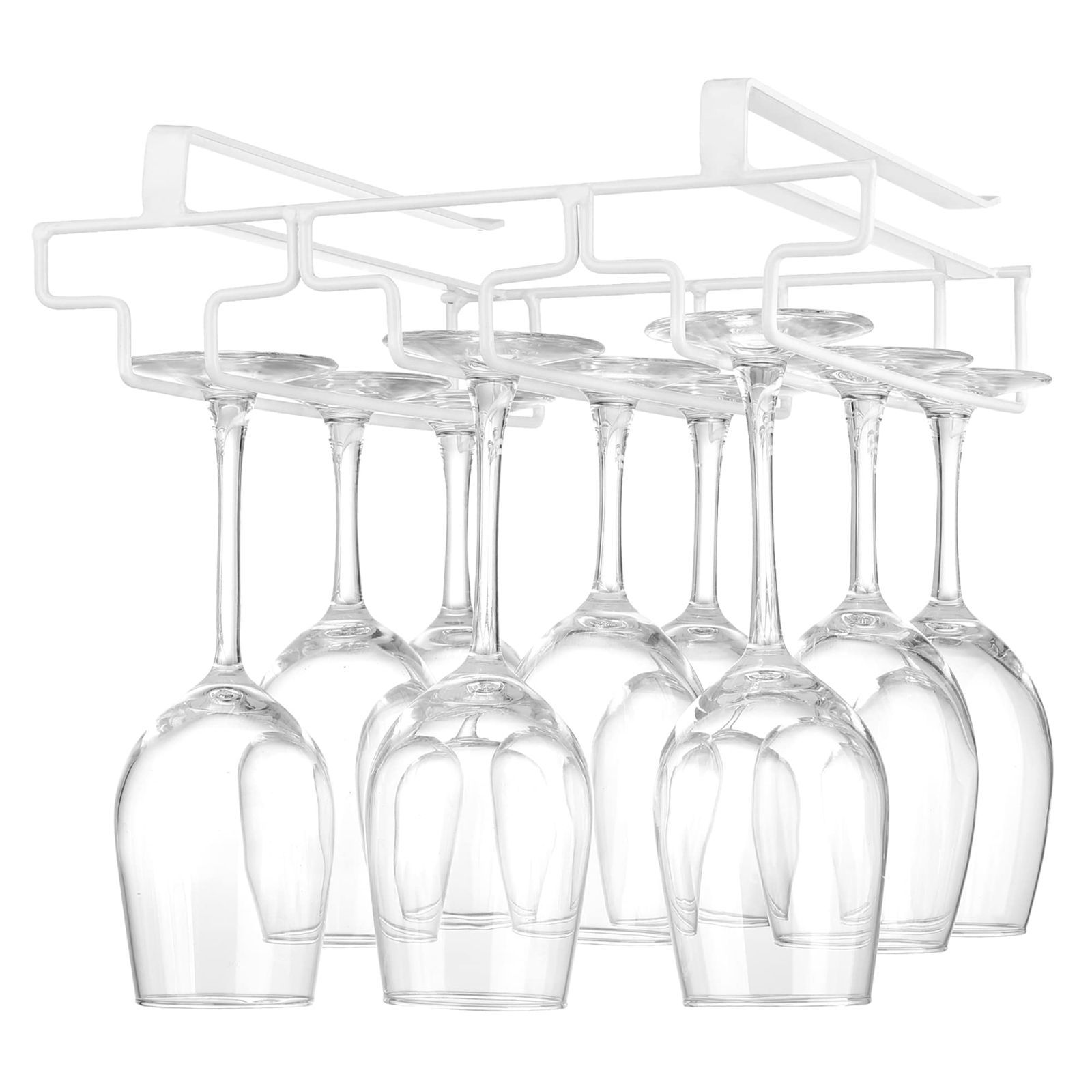 【人気商品】ネジ止め不要 収納可能 棚厚さ調節可能 穴あけ不要 吊り下げ キッチン ワイングラスホルダー 白色 FOMANSH