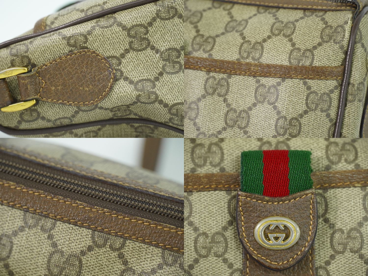 本物 グッチ GUCCI シェリーライン オールドグッチ GGスプリーム ショルダーバッグ ポシェット ベージュ 89.02.032 Shelly Line バッグ 中古 【フォロー割】