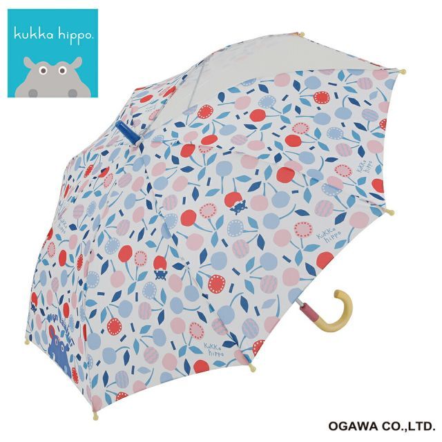 kukkahippo クッカヒッポ かさ さくらんぼ 50cm 子供 傘 キッズ 長傘 雨傘 透明窓付 反射プリント付 反射テープ付 安全
