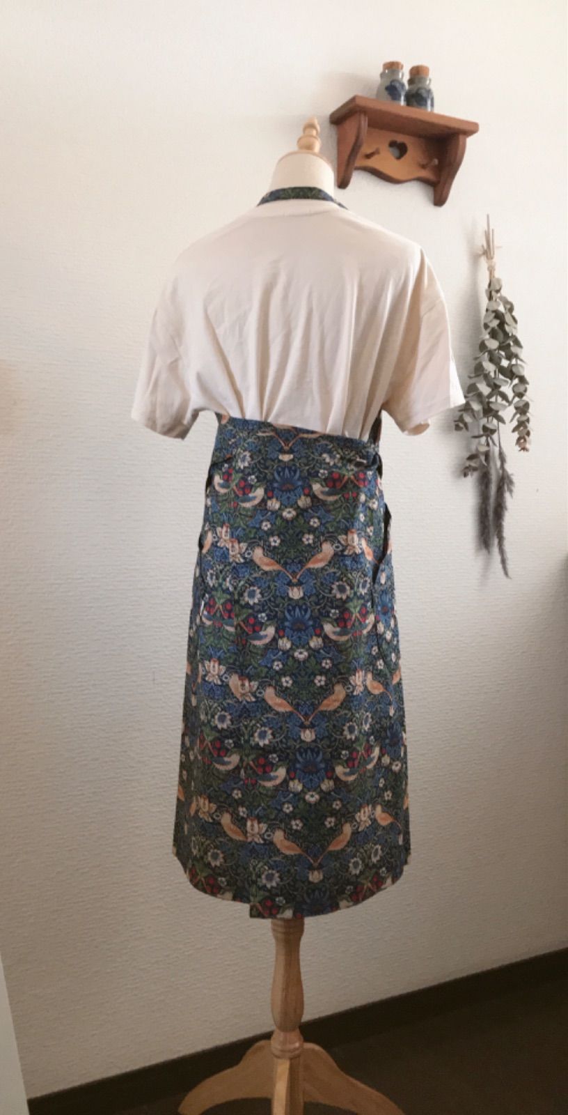 ウィリアムモリス＊エプロン＊いちご泥棒︎handmade︎コットン 【人気