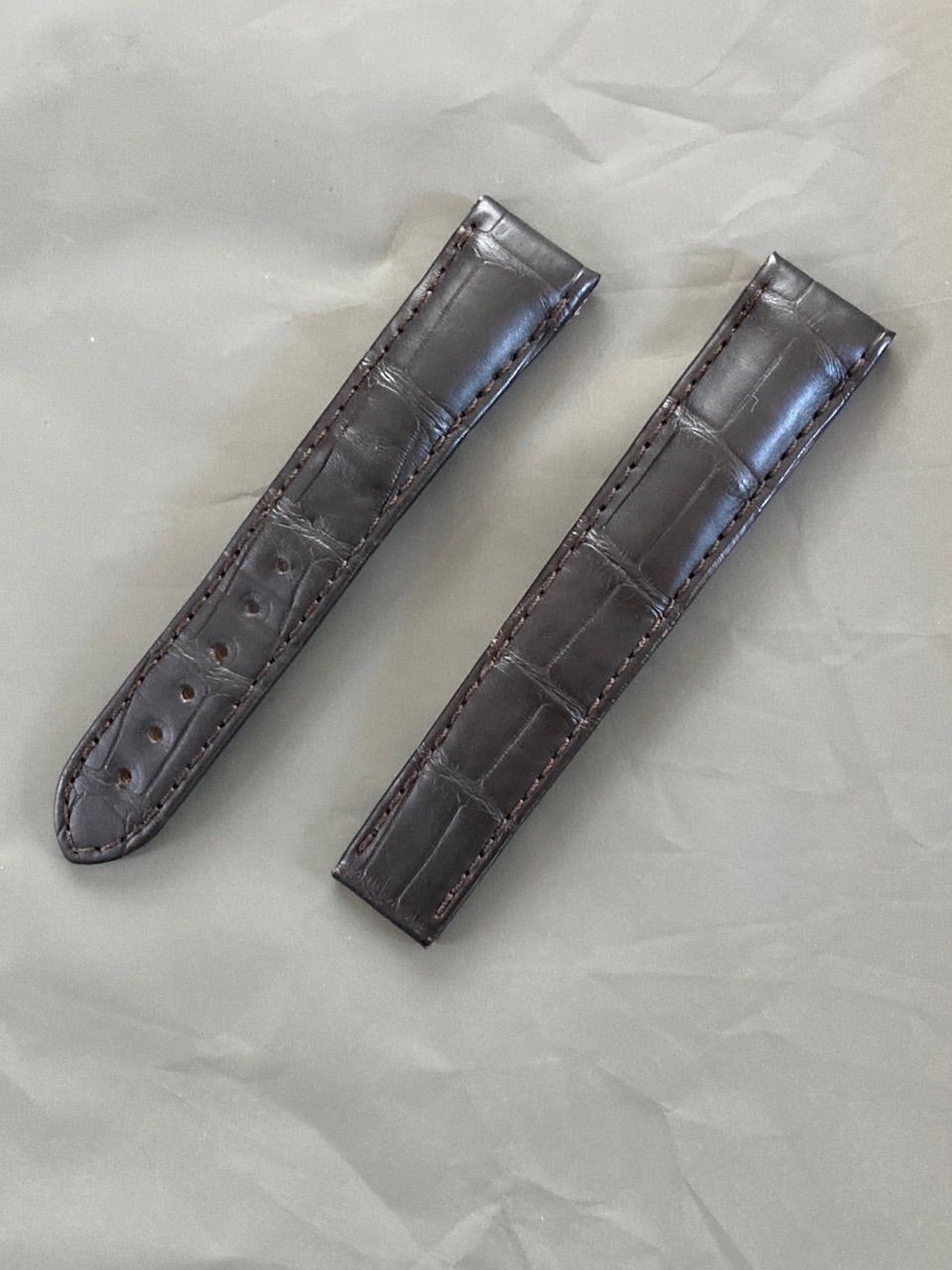 オメガ OMEGA 純正 クロコバンド ベルト 19mm バックル用 ダークブラウン 茶- メンズ定番 人気 美品 【】
