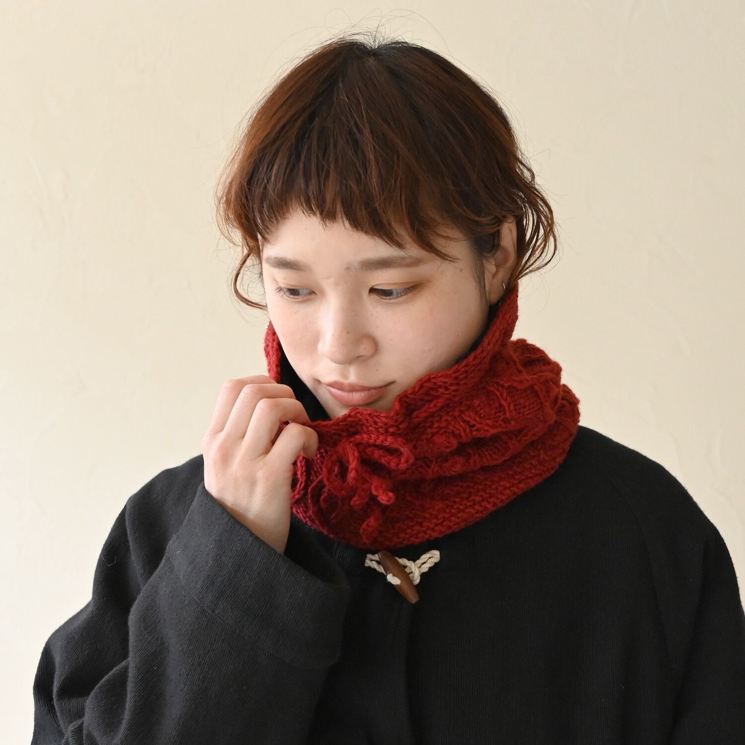 スヌード｜【Sana Hastakala】アラン2wayネックウォーマー（レッド