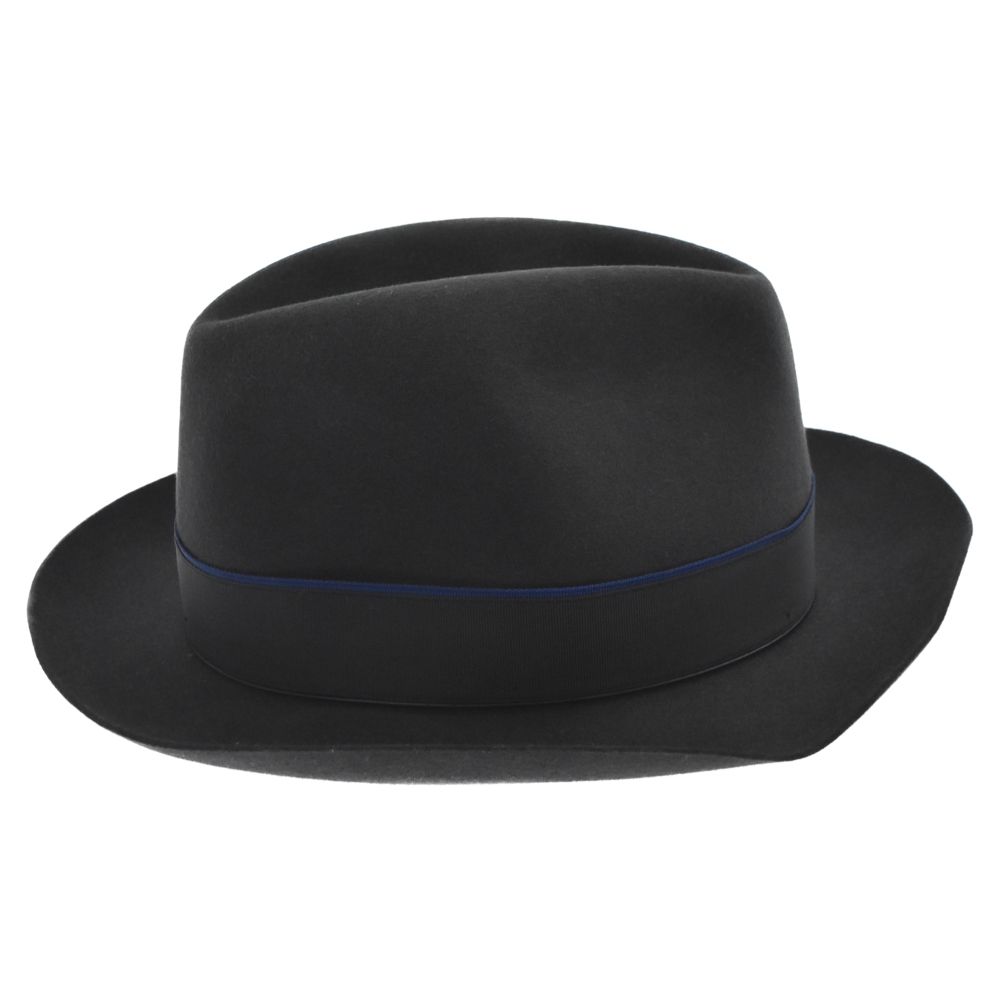 【未使用】ボルサリーノ ハット ネイビー グレー ウール ラビット 最高級 Borsalino (ボルサリーノ) ラビットビキューナ ウール フェルト