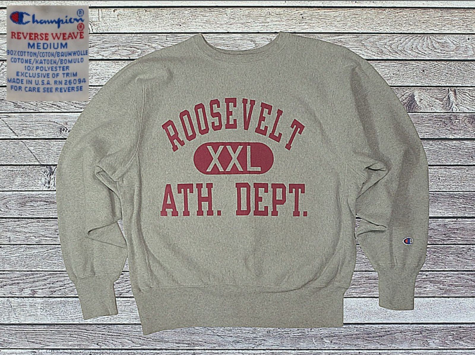 ✅️ MADE IN USA Mサイズ Champion チャンピオン 90s ビンテージ REVRSE WEAVE リバースウィーブ 3段 カプセル グレー スウェット トレーナー アメリカ製 カレッジ プリント