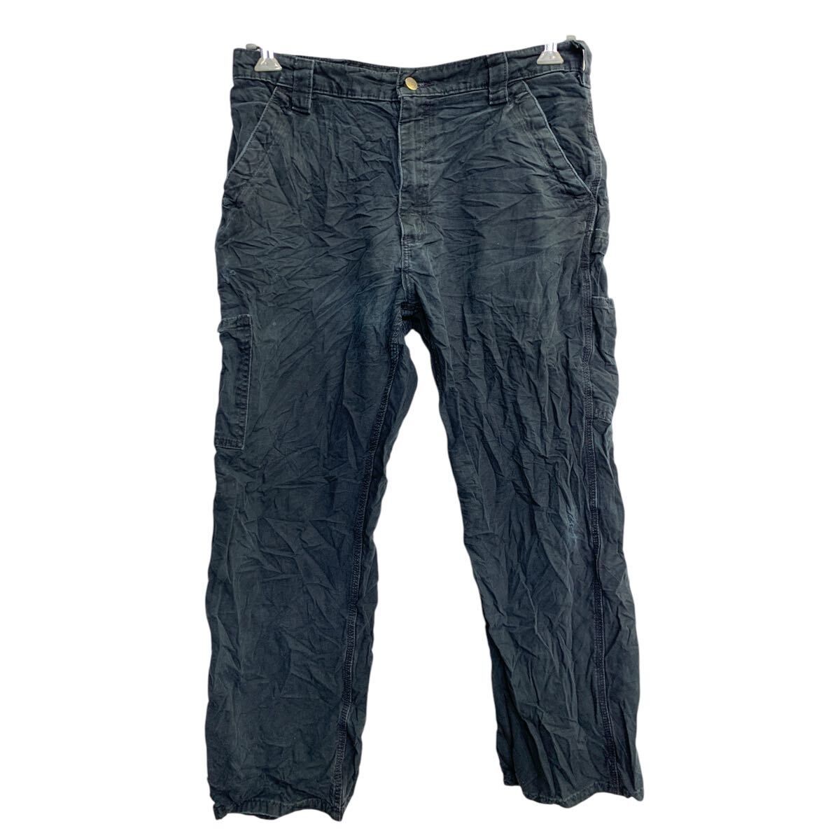 Carhartt ワークパンツ W34 カーハート ブラック コットン ブラック 古着卸 アメリカ仕入 2502-772