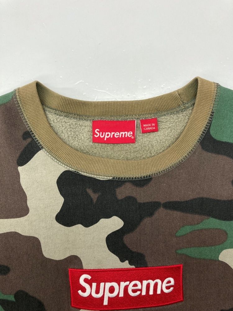 シュプリーム SUPREME 15AW Box Logo Crewneck Woodland Camo ボックス ロゴ クルーネック ウッドランド  カモ 緑 スウェット 刺繍 カーキ Mサイズ 104MT-465 - メルカリ