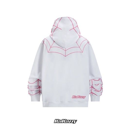 KaKazzy】スパイダーマン ホワイト×ピンク フルジップ パーカー 男女