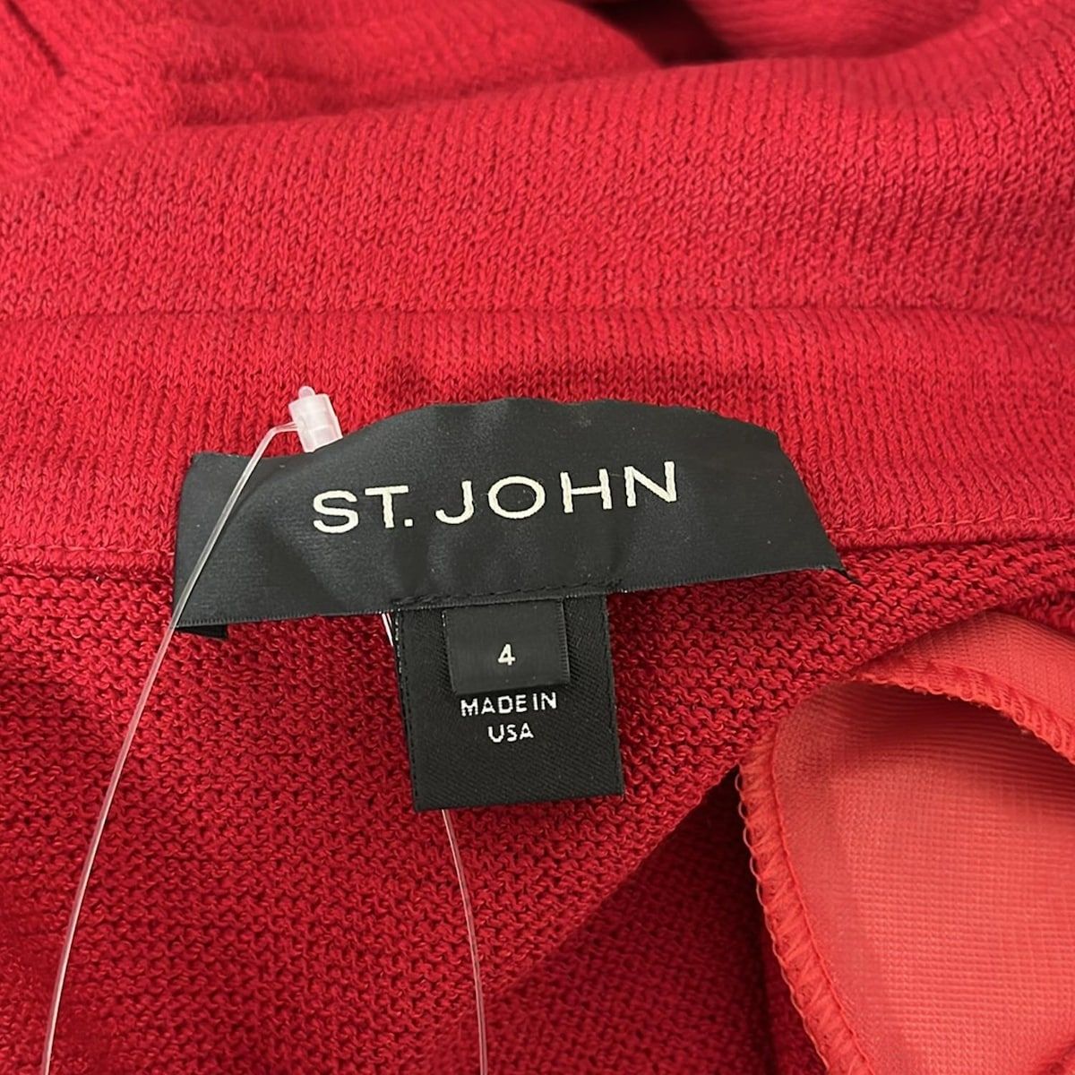 大きいサイズ✨セントジョン　US10　ニットジャケットコート　レッド×ブラック ST.JOHN(セントジョン) ジャケット サイズ4 XL レディース