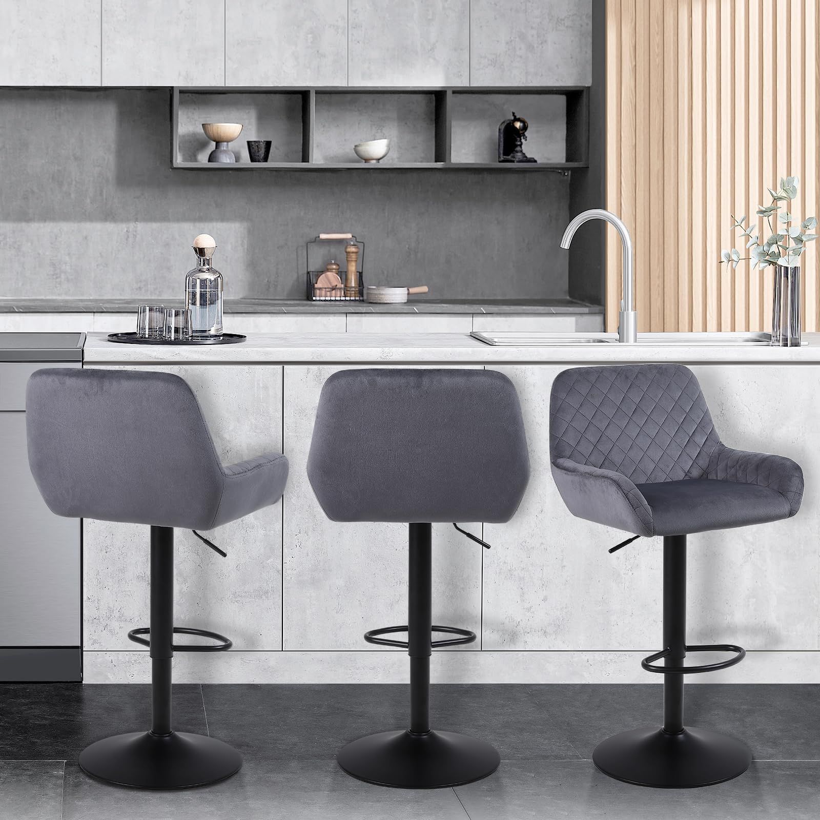 Youhauchair カウンターチェア クリアランス ベルベット生地 高さ調節