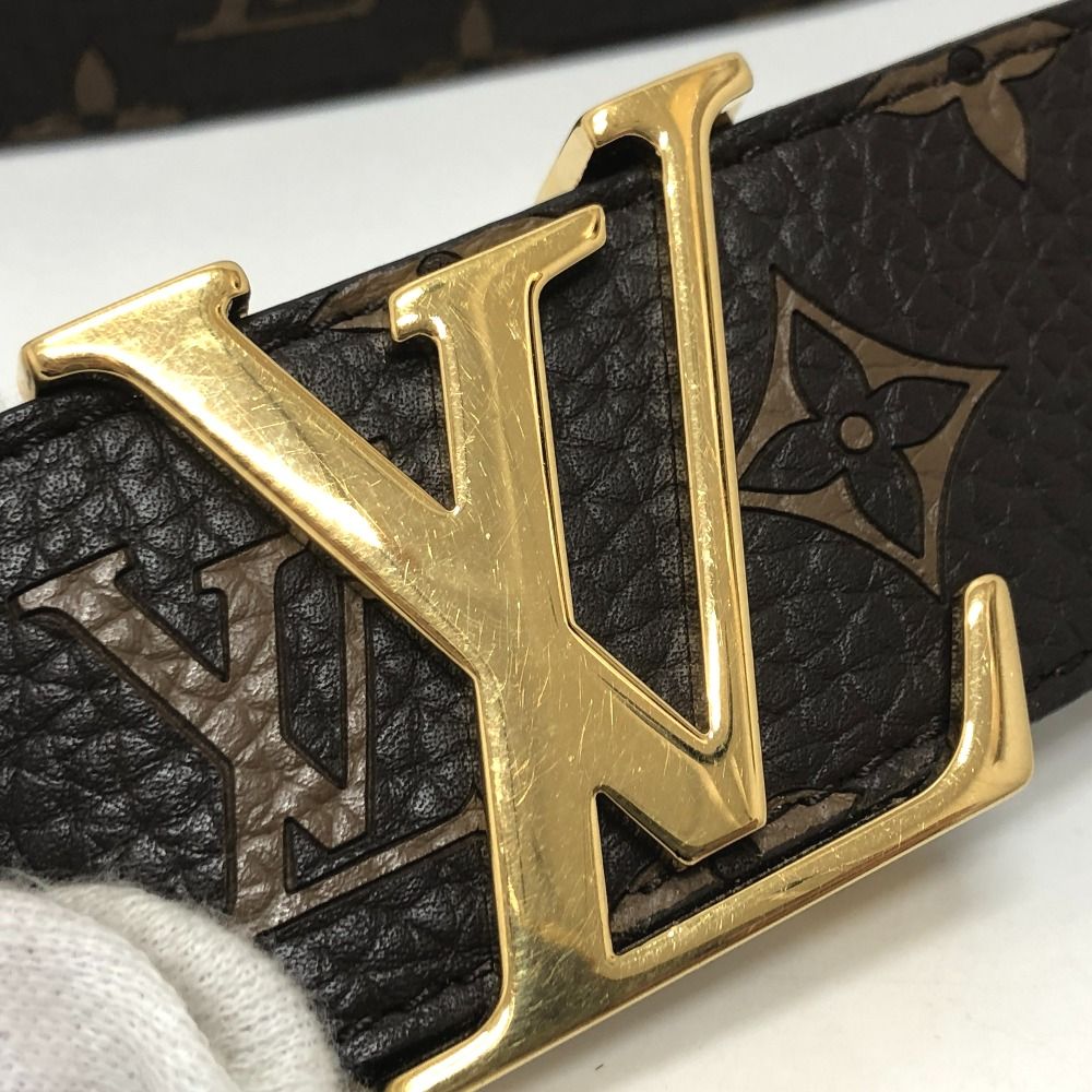 良品　ルイ・ヴィトン　サンチュール　ベルト　レザー　ブラウン　ロゴ　金具 LOUIS VUITTON ルイ・ヴィトン M6809 サンチュール LST ロゴ 型