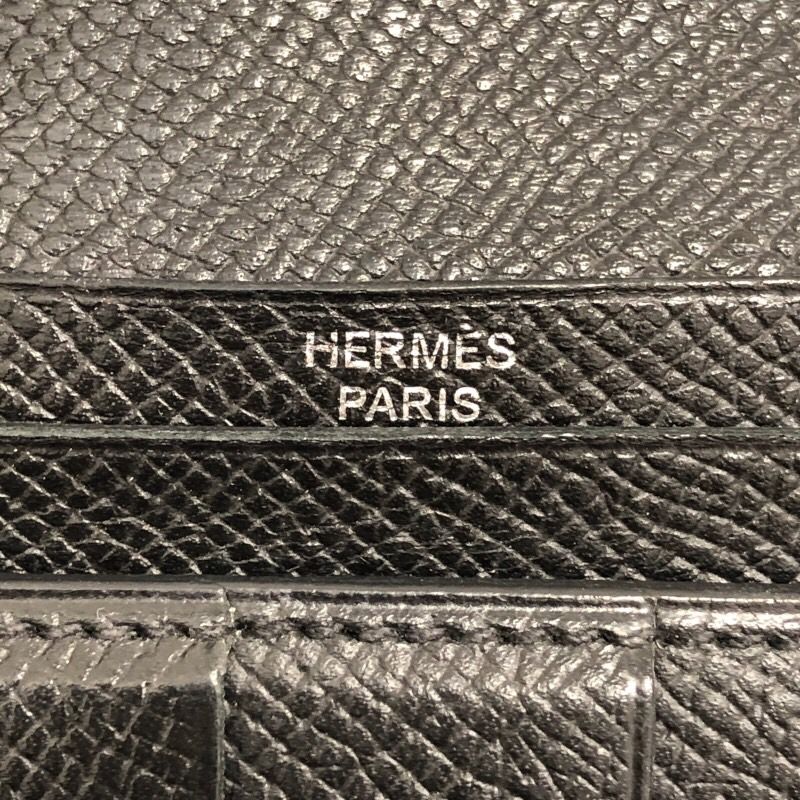 エルメス HERMES ベアンスフレ ▢P刻 ブラック シルバー金具 エプソン メンズ 二つ折り財布