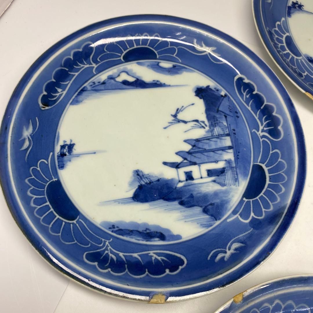 ☆明治時代！伊万里 染付 皿 6枚！飛行龍に宝珠紋！☆ 古