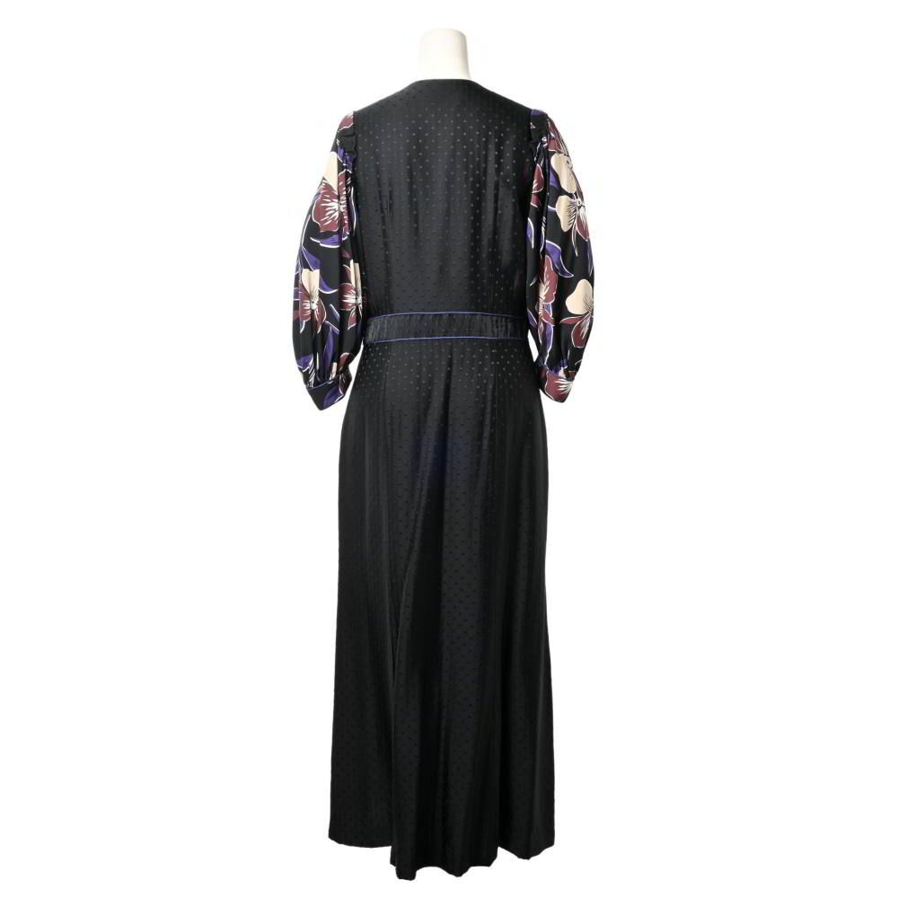 DRIES VAN NOTEN プリント切替 ドット ロング ドレス ワンピース