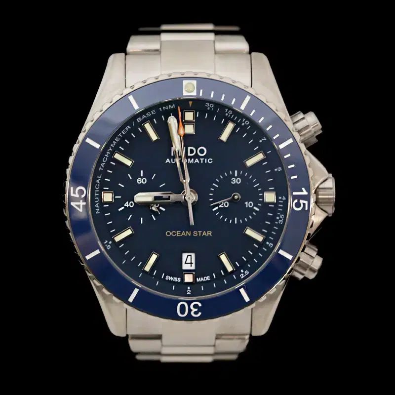 純正 ミドー M026 627 オーシャンスター チタン スチール 青文字盤 44mm