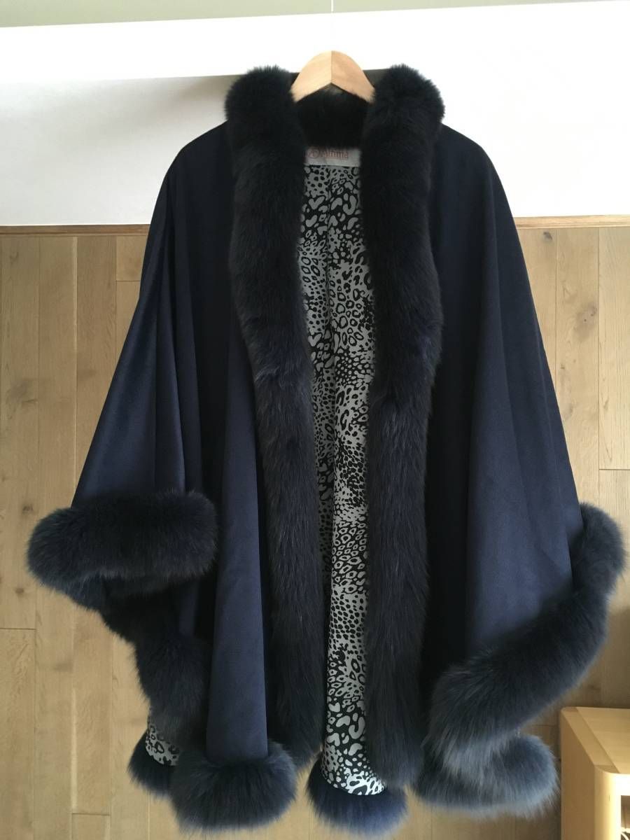 未使用　Altima アルティマ　ポンチョ　ケープ 美品 Altima アルティマ 木下物産カシミヤ100％ フォックス