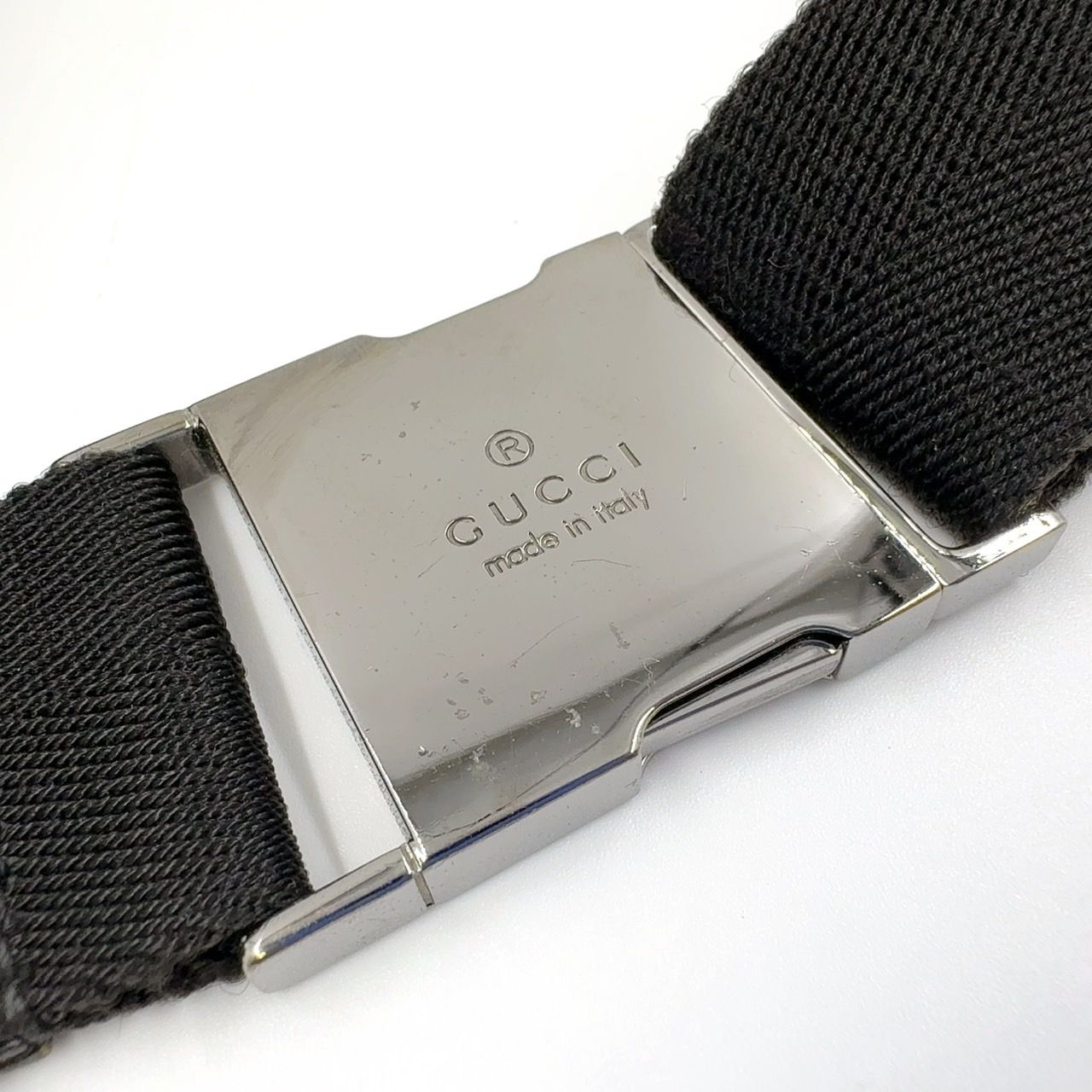 GUCCI GG柄 GGキャンバス レザー×キャンバス ブラック ボディバッグ ウエストポーチ シルバー 28566 DECORATOM_COM_BR