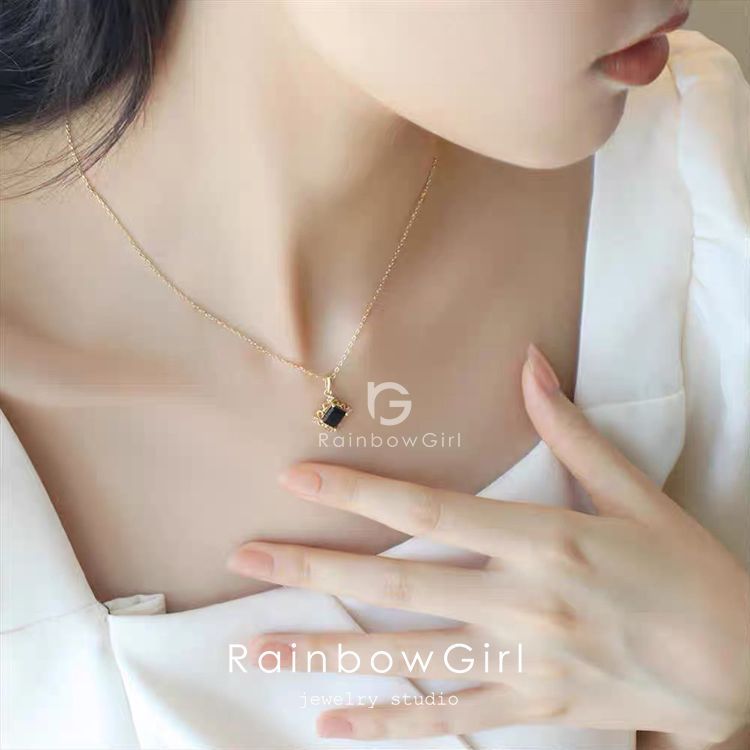 ネックレス レディース ブラックストーン オニキス 四角