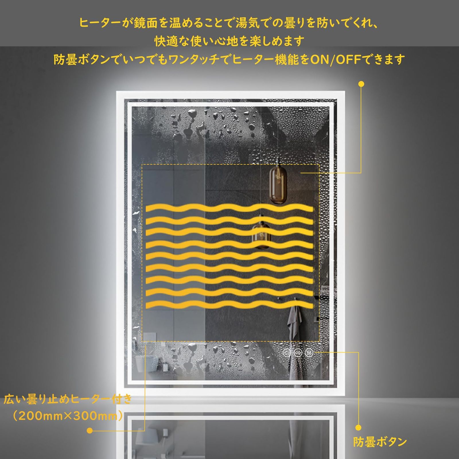 壁掛け鏡 照明付き 洗面所 洗面台 鏡 ミラー 横縦両用 化粧鏡 壁掛け鏡 照明付き 洗面所 洗面台 鏡 ミラー 横縦両用 化粧鏡