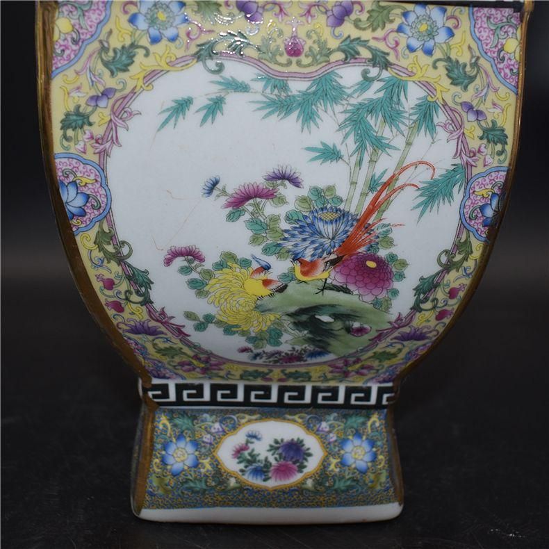 清乾隆琺瑯彩四方花鳥尊瓶 景徳鎮 陶磁器 装飾品 現代工芸品 美術品 置物 清乾隆琺瑯彩四方花鳥尊瓶 景徳鎮 陶磁器 装飾品 現代工芸品
