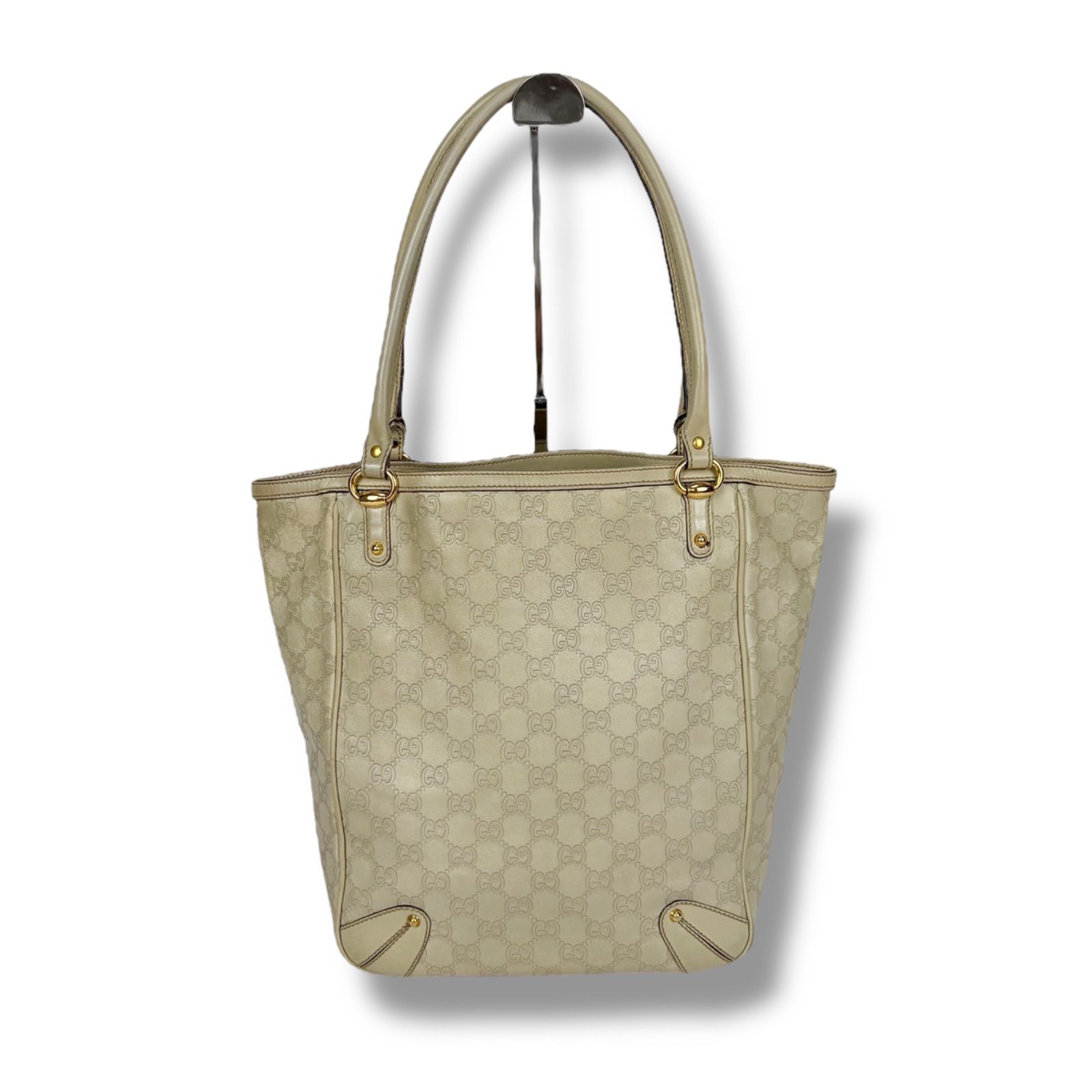 グッチ GUCCI シマレザー トートバッグ ショルダーバッグ アイボリー 