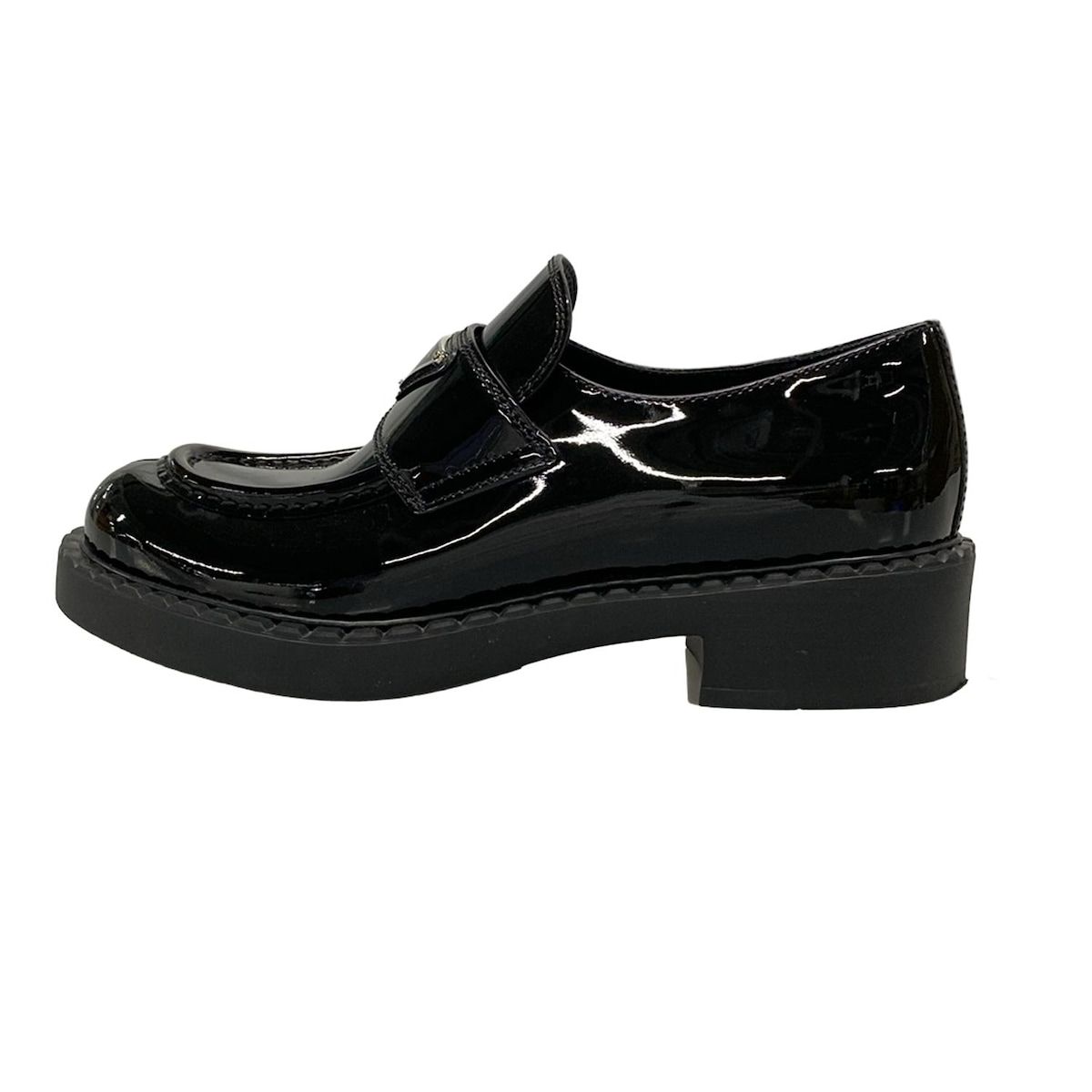 PRADA プラダ ローファー 37 レディース - 黒 トライアングルロゴ レザー