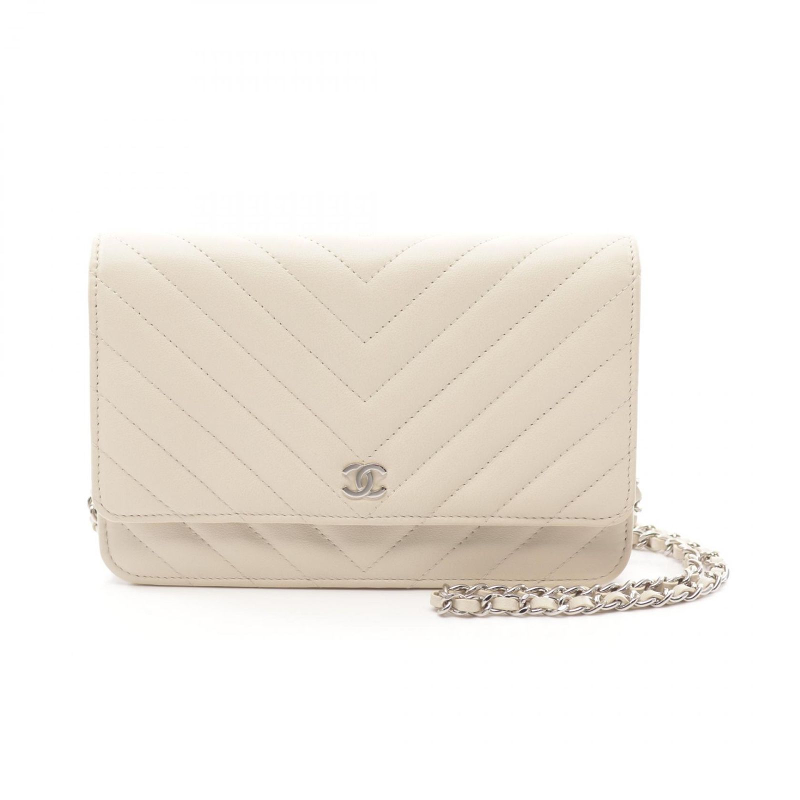 シャネル CHANEL ショルダーバッグ Vステッチ シェブロン A33814 クリーム レザー Vステッチ チェーンウォレット レディース Used  A - メルカリ