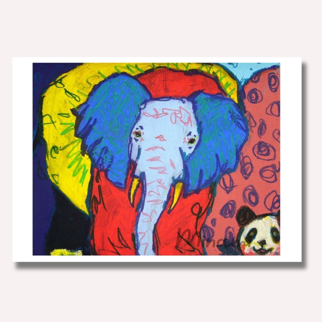 青い象の芸術作品 大きな幸せ」Hiroshi Watanabe 版画 青い象 686⁄800