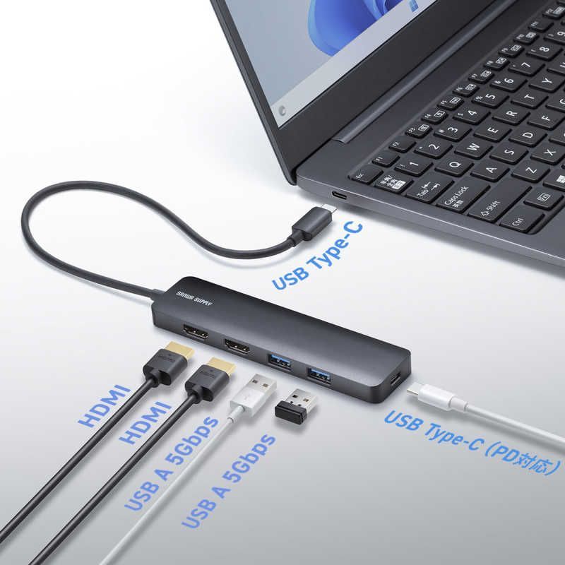 サンワサプライ USB Type-C ドッキングステーション USB-5TCHHPS22BK BRIGHTFACE_UK