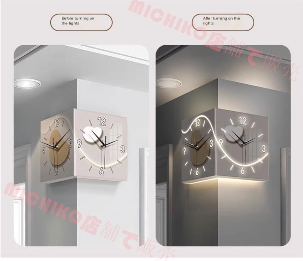 コーナー両面時計 掛け時計