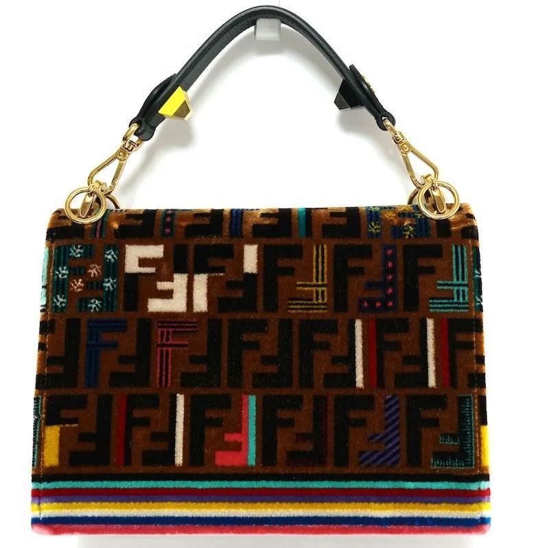 FENDI フェンディ Kan I キャナイ Medium Velvet Shoulder Bag