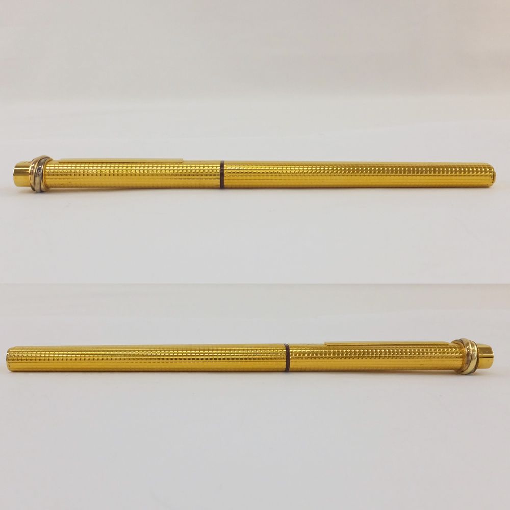 天白】【CARTIER】カルティエ 万年筆 メッキ ゴールドカラー